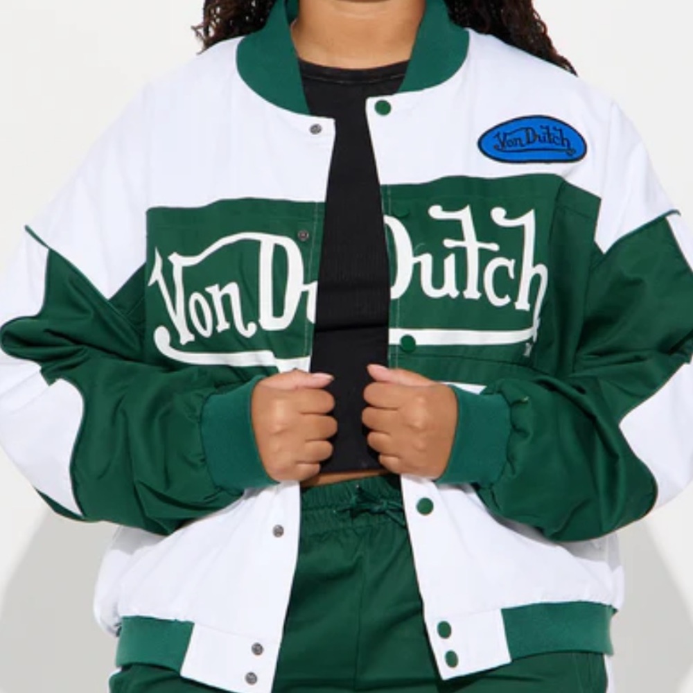 Von Dutch Forest Green and White Varsity Jacket